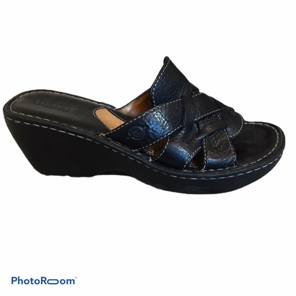 born black wedge sandals